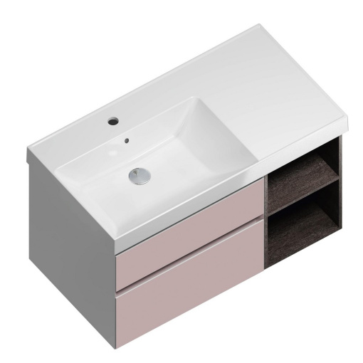 CU.90Lh/MAL Тумба Cubo/Кубо левая подвесная с ящиками 90, мальва матовая-древесная КЕРАМА МАРАЦЦИ фото CU.90Lh/MAL Тумба Cubo/Кубо левая подвесная с ящиками 90, мальва матовая-древесная КЕРАМА МАРАЦЦИ