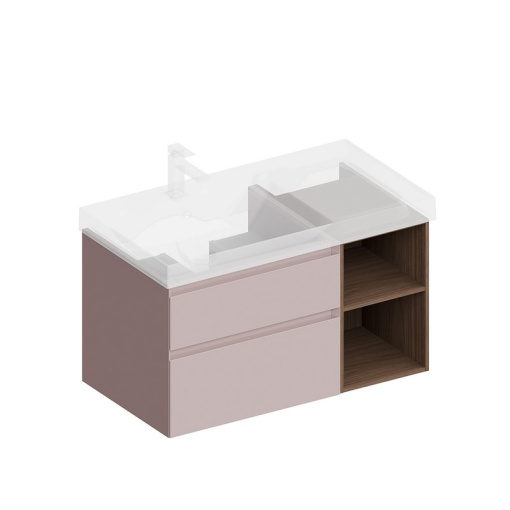 CUB.90.2Lh/MAL.N Тумба Cubo/Кубо левая подвесная с ящиками 90, мальва матовая- структ.орех КЕРАМА МАРАЦЦИ фото CUB.90.2Lh/MAL.N Тумба Cubo/Кубо левая подвесная с ящиками 90, мальва матовая- структ.орех КЕРАМА МАРАЦЦИ