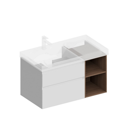 CUB.90.2Lh/WHTM.N Тумба Cubo/Кубо левая подвесная с ящиками 90, белая матовая-структ.орех КЕРАМА МАРАЦЦИ фото CUB.90.2Lh/WHTM.N Тумба Cubo/Кубо левая подвесная с ящиками 90, белая матовая-структ.орех КЕРАМА МАРАЦЦИ