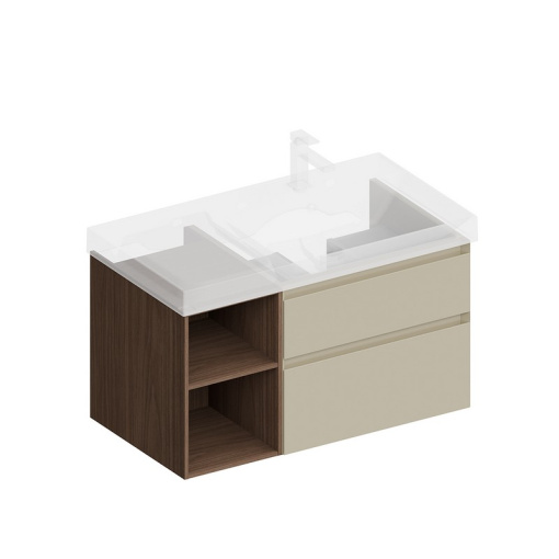 CUB.90.2Rh/LIM.N Тумба Cubo/Кубо правая подвесная с ящиками 90, лимо матовая- структ.орех КЕРАМА МАРАЦЦИ фото CUB.90.2Rh/LIM.N Тумба Cubo/Кубо правая подвесная с ящиками 90, лимо матовая- структ.орех КЕРАМА МАРАЦЦИ