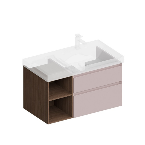 CUB.90.2Rh/MAL.N Тумба Cubo/Кубо правая подвесная с ящиками 90, мальва матовая- структ.орех КЕРАМА МАРАЦЦИ фото CUB.90.2Rh/MAL.N Тумба Cubo/Кубо правая подвесная с ящиками 90, мальва матовая- структ.орех КЕРАМА МАРАЦЦИ