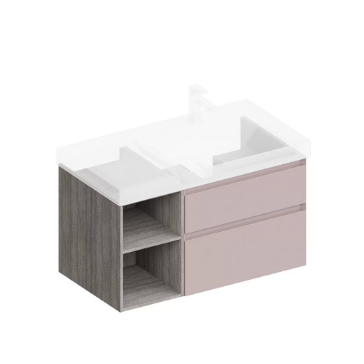 CUB.90Rh/MAL Тумба Cubo/Кубо правая подвесная с ящиками 90, мальва матовая-древесная КЕРАМА МАРАЦЦИ фото CUB.90Rh/MAL Тумба Cubo/Кубо правая подвесная с ящиками 90, мальва матовая-древесная КЕРАМА МАРАЦЦИ