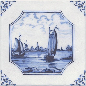 фото 5223/3F Английский Делфт Корабли декор КЕРАМА МАРАЦЦИ