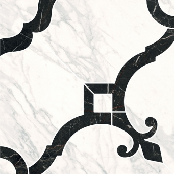 фото ID88 Фрагонар наборный белый 1/4 розона 30*30 керамический декор КЕРАМА МАРАЦЦИ