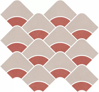 фото KMD2HID010BR Таделакт наборный серый светлый, красный матовый обрезной 30x28x0,9 декор КЕРАМА МАРАЦЦИ