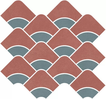 фото KMD2HID012BR Таделакт наборный красный, бирюзовый матовый обрезной 30x28x0,9 декор КЕРАМА МАРАЦЦИ