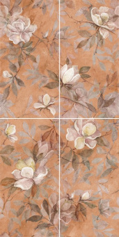 фото VT/B413/4x/11037R Панно Магнолия 2 матовый 60х120 из 4 частей (30х60) КЕРАМА МАРАЦЦИ