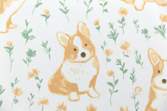 фото KM7801 Обои виниловые на флизелиновой основе Уик-энд мотив, жёлто-зелёный корги KЕРАМА МАРАЦЦИ КЕРАМА МАРАЦЦИ