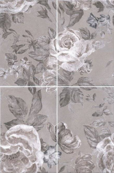 фото 8272/4x/3F Панно Александрия серый, панно из 4 частей 20х30  40*60 КЕРАМА МАРАЦЦИ