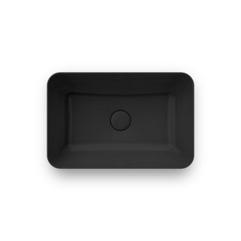 фото PLR.NN.wb.55/BLK.M Раковина Plaza/Плаза 55х36 см накладная без отвер. под смеситель c дон. клапаном, черна КЕРАМА МАРАЦЦИ