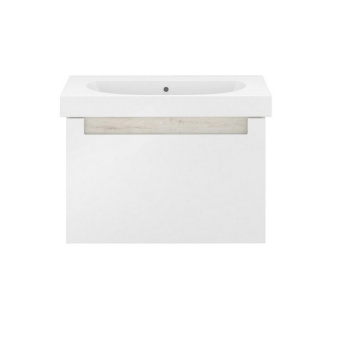 фото BGP.80.1+1/WHT Тумба Buongiorno Plus/Бонджорно Плюс подвесная с ящиками 80, белая глянцевая-дуб Кантри КЕРАМА МАРАЦЦИ
