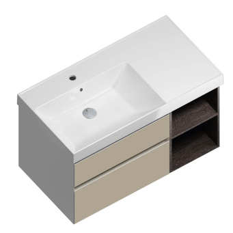 фото CU.90Lh/LIM Тумба Cubo/Кубо левая подвесная с ящиками 90, лимо матовая-древесная КЕРАМА МАРАЦЦИ