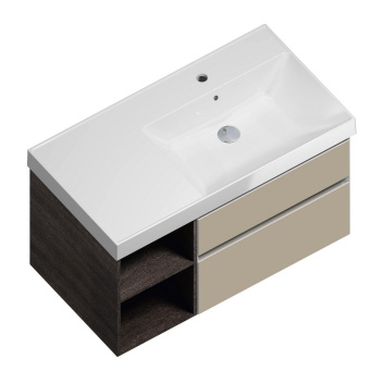 фото CU.90Rh/LIM Тумба Cubo/Кубо правая подвесная с ящиками 90, лимо матовая-древесная КЕРАМА МАРАЦЦИ