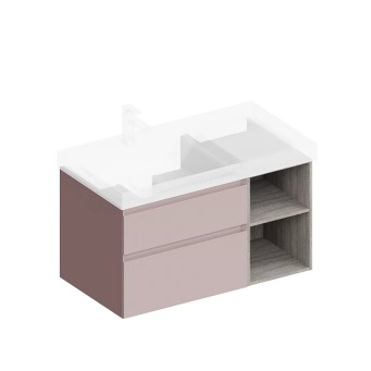 фото CUB.90Lh/MAL Тумба Cubo/Кубо левая подвесная с ящиками 90, мальва матовая-древесная КЕРАМА МАРАЦЦИ