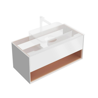 фото KMPMCb100MSh1 Тумба Plaza Modern/Плаза Модерн подвесная 100, push, 1 ящик, подсветка, белая матовая+сахара КЕРАМА МАРАЦЦИ