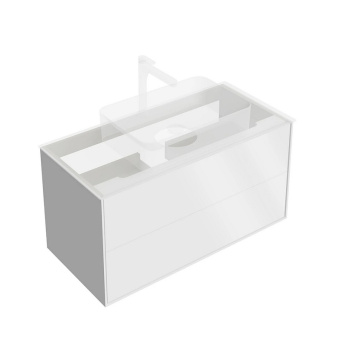 фото KMPMCb100MWh2 Тумба Plaza Modern/Плаза Модерн подвесная 100, push, 2 ящика, белая матовая КЕРАМА МАРАЦЦИ