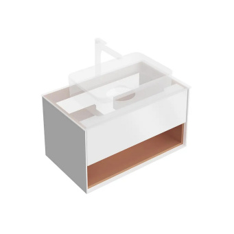 фото KMPMCb80MSh1 Тумба Plaza Modern/Плаза Модерн подвесная 80, push, 1 ящик, подсветка, белая матовая+сахара КЕРАМА МАРАЦЦИ