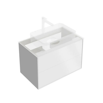 фото KMPMCb80MWh2 Тумба Plaza Modern/Плаза Модерн подвесная 80, push/пуш, 2 ящика, белая матовая КЕРАМА МАРАЦЦИ