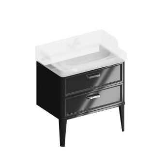 фото PO.M.80.2/BLK Тумба POMPEI напольная с 2 ящиками 80, черная глянцевая КЕРАМА МАРАЦЦИ