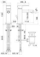 фото 66425KM.01.093 Смеситель для биде Futura/Футура однорычажный с донным клапаном, матовый черный КЕРАМА МАРАЦЦИ