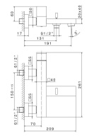фото 66440KM.01.093 Смеситель для ванны Futura/Футура настенный дивертором ванна/душ, без лейки, матовый черный КЕРАМА МАРАЦЦИ