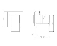фото 66475EKM.01.093 Встроенный однорычажный смеситель Futura/Футура для душа на один поток, матовый черный КЕРАМА МАРАЦЦИ