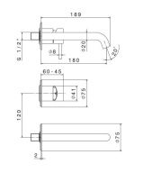 фото 69628EXKM.59.067 Смеситель для раковины Eterna/Этерна однорычажный настенный, без донного клапана, брашированная медь КЕРАМА МАРАЦЦИ