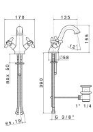 фото 9125KM.21.018 Смеситель для раковины Muse/Муза вентильный с донным клапаном, хром глянец КЕРАМА МАРАЦЦИ