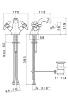 фото 9130KM.31.023 Смеситель для биде Muse/Муза вентильный с донным клапаном, потертая бронза КЕРАМА МАРАЦЦИ