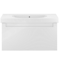 фото BGP.100.1+1/WHT Тумба Buongiorno Plus/Бонджорно Плюс подвесная с ящиками 100, белая глянцевая-дуб Кантри КЕРАМА МАРАЦЦИ