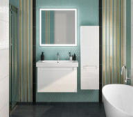 фото BGP.130/WHT Пенал подвесной Buongiorno Plus/Бонджорно Плюс 130, белый+дуб кантри КЕРАМА МАРАЦЦИ