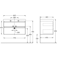 фото CU.80/MAL Тумба Cubo/Кубо подвесная с ящиками 80, мальва матовая КЕРАМА МАРАЦЦИ