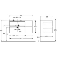 фото CU.90Lh/LIM Тумба Cubo/Кубо левая подвесная с ящиками 90, лимо матовая-древесная КЕРАМА МАРАЦЦИ