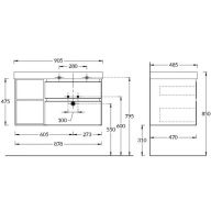 фото CU.90Rh/WHT Тумба Cubo/Кубо правая подвесная с ящиками 90, белая глянцевая-древесная КЕРАМА МАРАЦЦИ