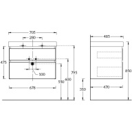фото CUB.60.2/MAL Тумба Cubo/Кубо подвесная с ящиками 60, мальва матовая КЕРАМА МАРАЦЦИ