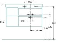 фото CUB.90.2Rh/MAL.N Тумба Cubo/Кубо правая подвесная с ящиками 90, мальва матовая- структ.орех КЕРАМА МАРАЦЦИ