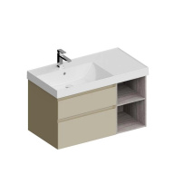 фото CUB.90Lh/LIM Тумба Cubo/Кубо левая подвесная с ящиками 90, лимо матовая-древесная КЕРАМА МАРАЦЦИ