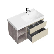 фото CUB.90Rh/LIM Тумба Cubo/Кубо правая подвесная с ящиками 90, лимо матовая-древесная КЕРАМА МАРАЦЦИ