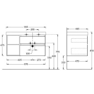 фото CUB.90Rh/MAL Тумба Cubo/Кубо правая подвесная с ящиками 90, мальва матовая-древесная КЕРАМА МАРАЦЦИ