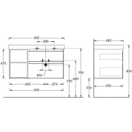 фото CUB.90Rh/WHT.M Тумба Cubo/Кубо правая подвесная с ящиками 90, белая матовая-древесная КЕРАМА МАРАЦЦИ