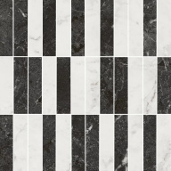 фото KMD2MSA003BR Тубкаль мозаичный микс чёрный белый глянцевый обрезной 30x30x0,9 декор КЕРАМА МАРАЦЦИ