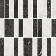фото KMD2MSA003BR Тубкаль мозаичный микс чёрный белый глянцевый обрезной 30x30x0,9 декор КЕРАМА МАРАЦЦИ