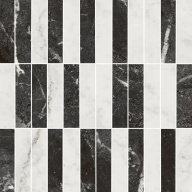 фото KMD2MSA003BR Тубкаль мозаичный микс чёрный белый глянцевый обрезной 30x30x0,9 декор КЕРАМА МАРАЦЦИ