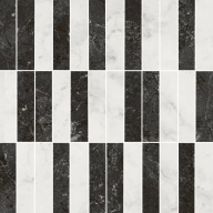 фото KMD2MSA003BR Тубкаль мозаичный микс чёрный белый глянцевый обрезной 30x30x0,9 декор КЕРАМА МАРАЦЦИ