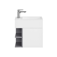 фото KMLACb50MDg0 Тумба Lato/Лато подвесная 50 см, дверца push/пуш + полочки, утренний серый+серый пыльный матовый КЕРАМА МАРАЦЦИ