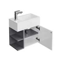 фото KMLACb50MDg0 Тумба Lato/Лато подвесная 50 см, дверца push/пуш + полочки, утренний серый+серый пыльный матовый КЕРАМА МАРАЦЦИ