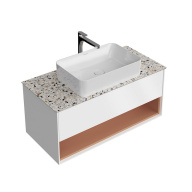 фото KMPMCb100MSh1 Тумба Plaza Modern/Плаза Модерн подвесная 100, push, 1 ящик, подсветка, белая матовая+сахара КЕРАМА МАРАЦЦИ