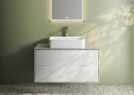 фото KMPMCb100MWh2 Тумба Plaza Modern/Плаза Модерн подвесная 100, push, 2 ящика, белая матовая КЕРАМА МАРАЦЦИ