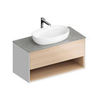 фото PLB.M.100.1/OAK.V Тумба Plaza Modern/Плаза Модерн подвесная 100 дуб виченца 1 ящик + полка КЕРАМА МАРАЦЦИ