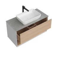фото PLB.M.100.1/OAK.V Тумба Plaza Modern/Плаза Модерн подвесная 100 дуб виченца 1 ящик + полка КЕРАМА МАРАЦЦИ